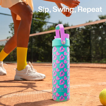 ENCOOL Insulated Water Bottle with Straw Stainless Steel Water Bottle, Leak-Proof, BPA-Free, Double Wall Vacuum Keeps Cold for 24 Hours for Sports, Travel, School (26 oz, Cotton Candy) - Colors B