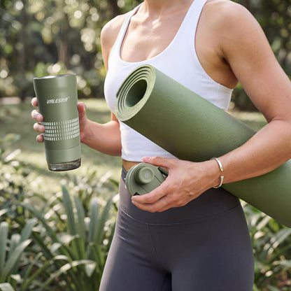 VALESKA Protein Shaker Bottle | 20oz Insulated Stainless Steel Protein Shaker, BPA Free, Leak Proof, Dishwasher Safe, Perfect for Protein Shakes and Pre Workout | Green