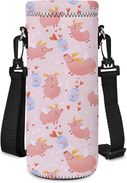 Neoprene 500ML/750ML/1000ML Water Bottle Bag Carrier, Portable Insulated Bottle Sling Holder Case Pouch with Adjustable Shoulder Strap for Men Women Walking Hiking Running