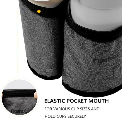 riemot Luggage Travel Cup Holder Free Hand Drink Carrier - Hold Two Coffee Mugs - Fits Roll on Suitcase Handles - Gifts for Flight Attendants Travelers Accessories Carbon Black