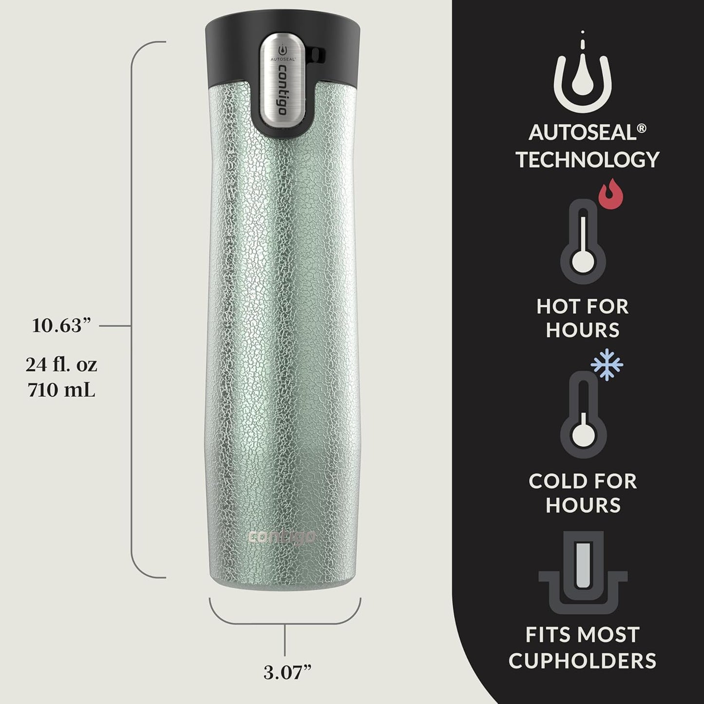 Contigo AUTOSEAL West Loop Vacuum-Insulated Stainless Steel Travel Mug with Easy-Clean Lid 12 oz Blueberry