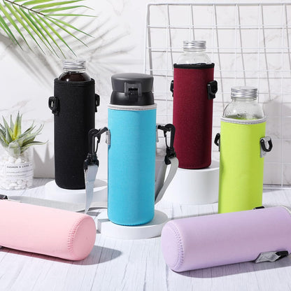 Rtteri 6 Pcs Neoprene Water Bottle Carrier Bag with Adjustable Shoulder Strap 32oz Insulator Water Bottle Cover Holder Cooler Sleeve for Stainless Steel/glass/plastic (Black)
