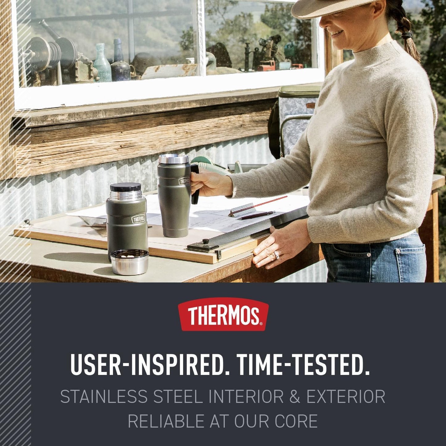 THERMOS Stainless King Vacuum-Insulated Stainless Steel Tumbler - 16oz, Midnight Blue - Insulated Coffee Tumbler for Hot & Cold Drinks - Leak-Proof & Sweat-Proof for Commuting & Traveling