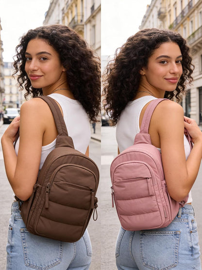 BAGSMART Small Sling Bag for Women, Puffer Crossbody Bag Purses Hobo Handbag Fanny Packs for Travel Hiking