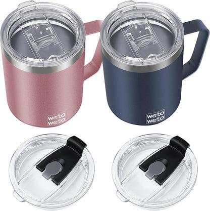 WETOWETO 14 oz Coffee Mug, Vacuum Insulated Camping Mug with Lid, Double Wall Stainless Steel Travel Tumbler Cup, Thermal Coffee Mug, Powder Coated Navy Blue