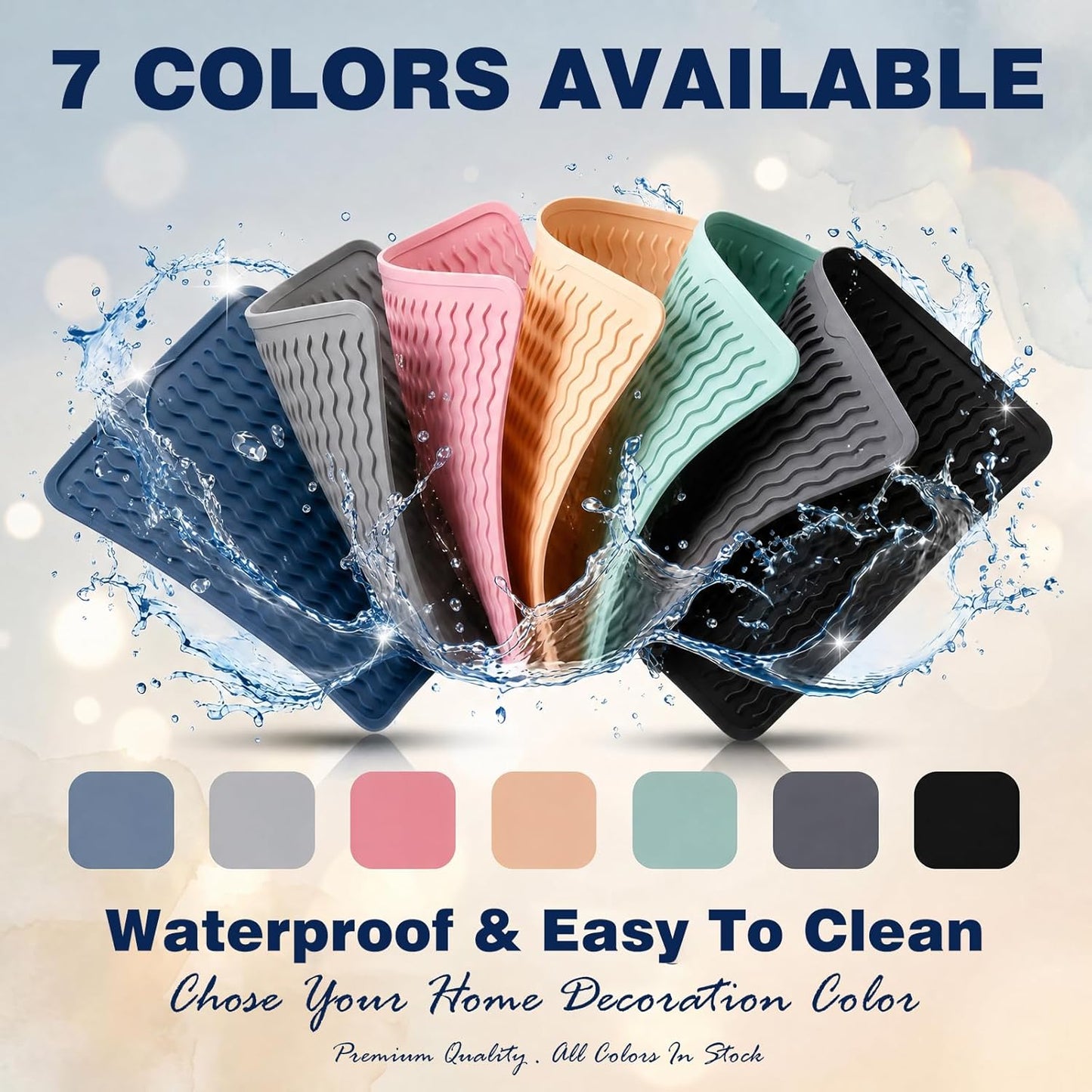 2 Pack Caketime Silicone Dish Drying Mat for Kitchen Counter Heat Resistant Under Sink Waterproof Coffee Bar Accessories Dining Rack Stone Utensil Holder Countertop Decor Must Haves 2026