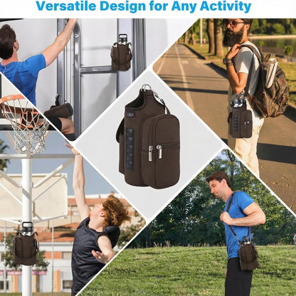 icolor Magnetic Gym Bag Water Bottle Carrier Holder with Phone Pockets & Shoulder Strap,Gym Magnetic Bag 5 Built-in Magnets Gym Accessories Organizer Sling Bottle Bag Pouch Sleeve