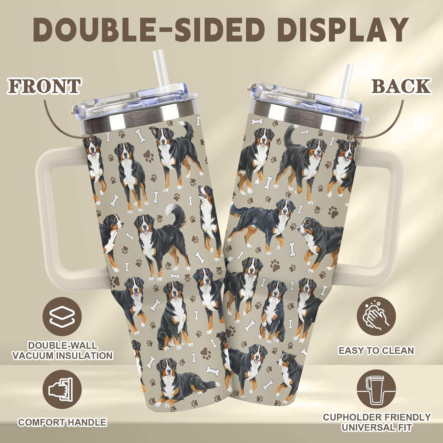 Beagle Gifts for Women Men, 40oz Stainless Steel Insulated Tumbler Travel Cup Mug, Funny and Unique Beagle Gifts for Dog Lover - Colors B