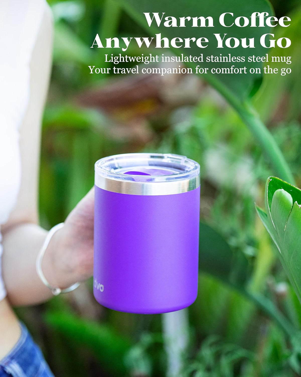 12oz Insulated Coffee Mug with Lid – Includes Two Lids, Stainless Steel Coffee Travel Mug with Handle, Double Wall Vacuum Insulated Camping Mug for Home, Office & Outdoor, Navy Blue