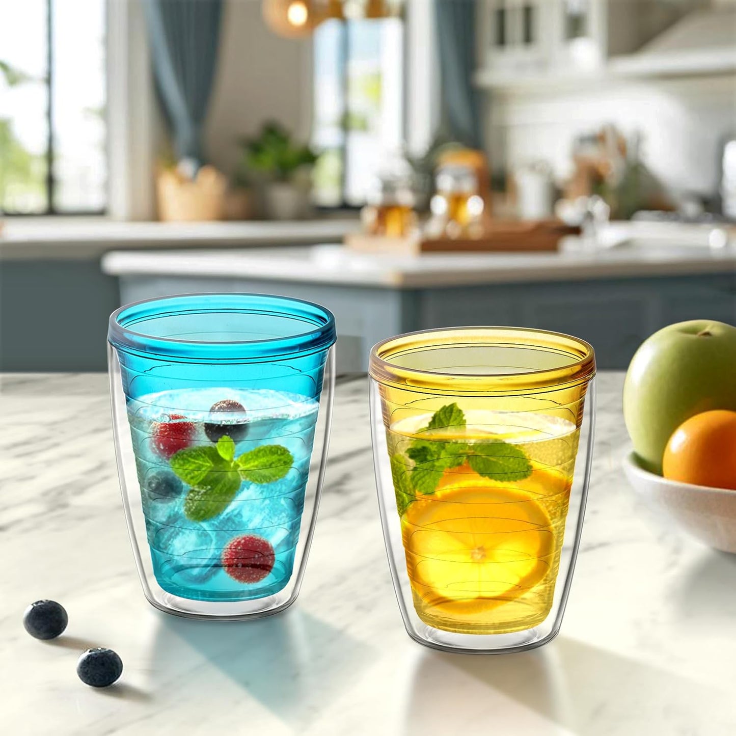 Amazing Abby - Alaska - 16-Ounce Insulated Tumblers (Set of 4), Double-Wall Drinking Glasses, Mixed-Color Reusable Cups, BPA-Free, Shatter-Proof, Dishwasher-Safe