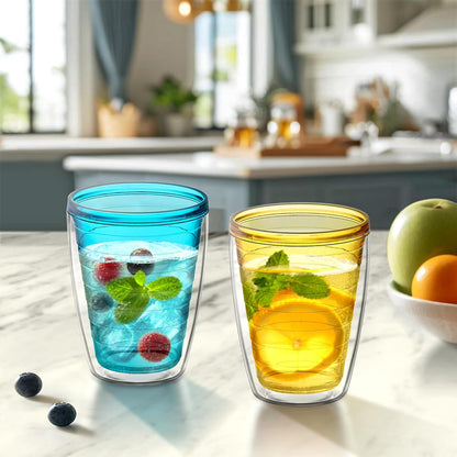 Amazing Abby - Alaska - 16-Ounce Insulated Tumblers (Set of 4), Double-Wall Drinking Glasses, Mixed-Color Reusable Cups, BPA-Free, Shatter-Proof, Dishwasher-Safe