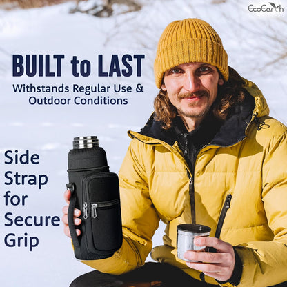EcoEarth - Water Bottle Holder with Strap - Water Bottle Carrier Bag for Hiking - Crossbody Hydration Pouch with Phone Holder