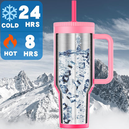 Greatyos 40 oz Tumbler with Handle and Flip Straw Lid - Upgraded Traveler 40oz Tumblers with Lids Straws Vacuum Insulated Leak Proof Stainless Steel Cup Mug Gifts for Men Women Him Her (Ocean Dream)