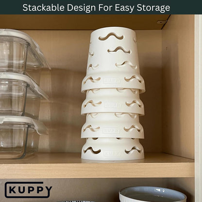 Kuppy Silicone Water Bottle Drying Rack - Fast-Dry Bottle Dryer for 20-64oz Cups - Reusable Food Storage Bag Drying Rack - Compatible with Stanley, Owala, Stasher (Gray, 4-Pack)