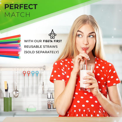 Buenalife Heavy Duty Cleaning Brushes Set of 4 - Extra Long Straw Cleaners for Metal and Plastic Reusable Drinking Straws, to Clean Small Spaces, Sippy Cups, Water Bottles - Sturdy Hard Brush Bristles