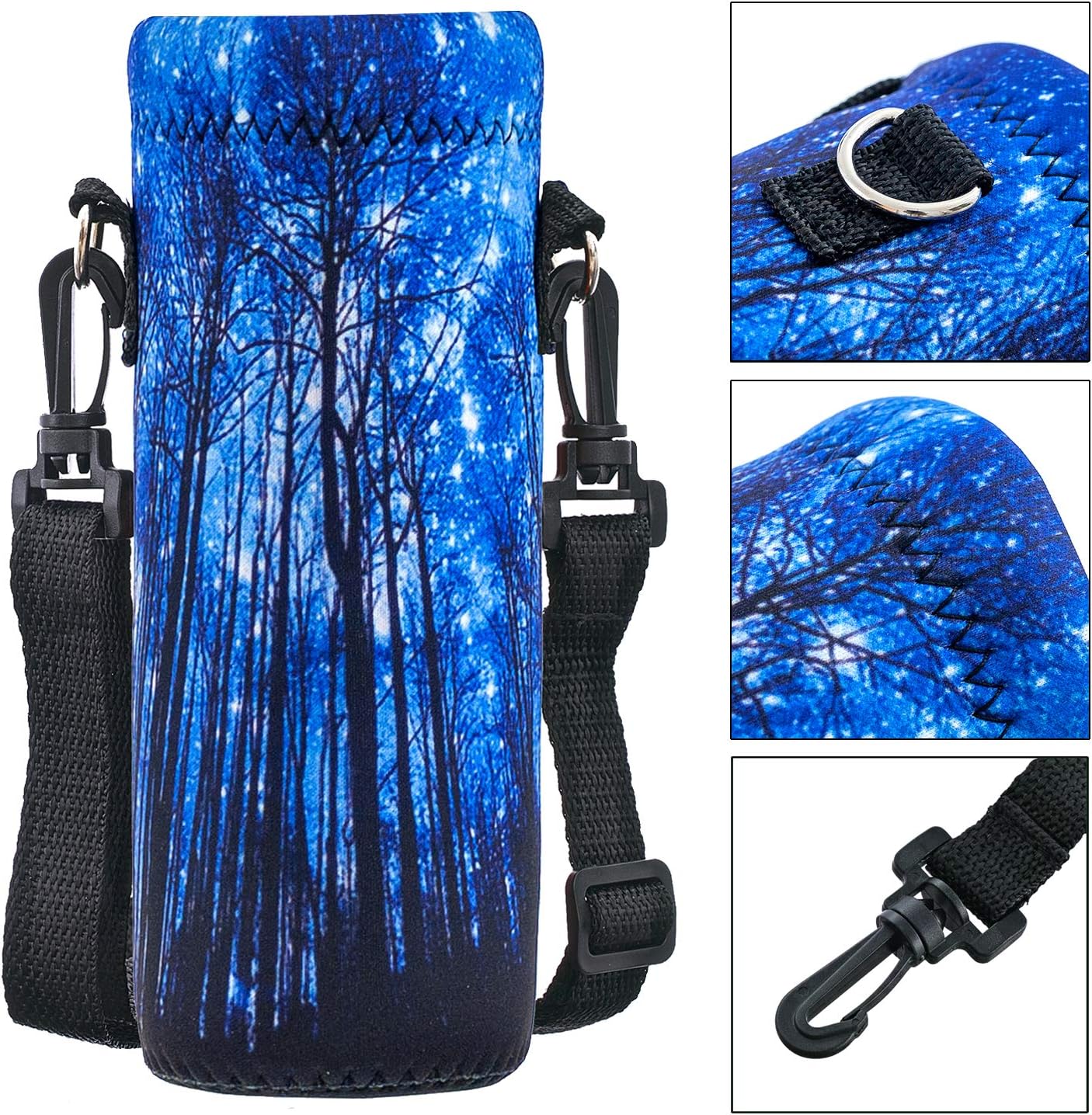 Neoprene 500ML/750ML/1000ML Water Bottle Bag Carrier, Portable Insulated Bottle Sling Holder Case Pouch with Adjustable Shoulder Strap for Men Women Walking Hiking Running