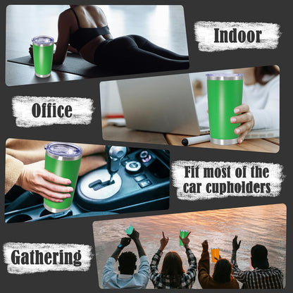 20 oz Tumbler Coffee Travel Tumblers Bulk with Lid Stainless Steel Double Wall Vacuum Insulated Mug Powder Coated Cups fit Car Cupholder for Hot and Cold - Stainless Steel, 4Pack