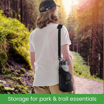 Smooth Trip Neoprene Water Bottle Sleeve with Phone Pouch - Insulated Water Bottle Holder with Storage Pockets and Padded Strap for Walking and Hiking - Fits up to 32 oz. Bottles