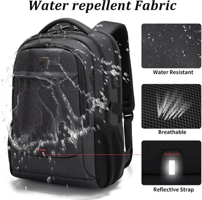 DUSLANG 17 Inch Laptop Backpack for Travel Water Resistant College Backpack for Men/Women Laptop Bag with USB Charging Port,Black - Colors B