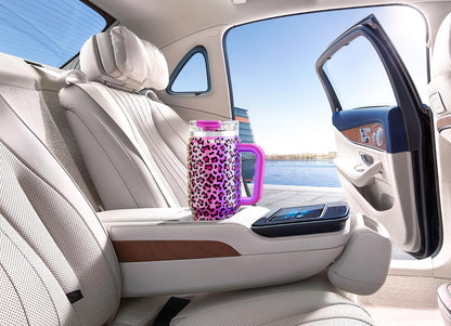 Meoky 32 oz Tumbler with Handle, Insulated Tumbler with Lid and Straw, Stainless Steel Travel Mug, Keeps Cold for 24 Hours, 100% Leak Proof, Fits in Car Cup Holder (Night)