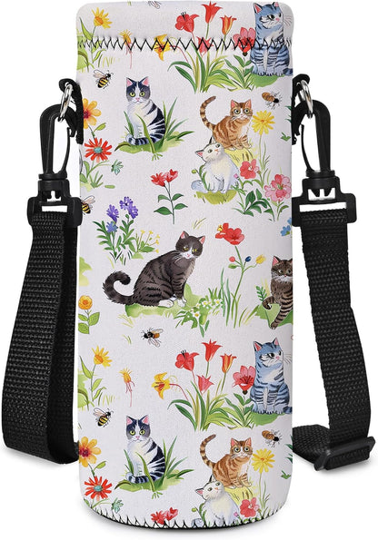 Neoprene 500ML/750ML/1000ML Water Bottle Bag Carrier, Portable Insulated Bottle Sling Holder Case Pouch with Adjustable Shoulder Strap for Men Women Walking Hiking Running
