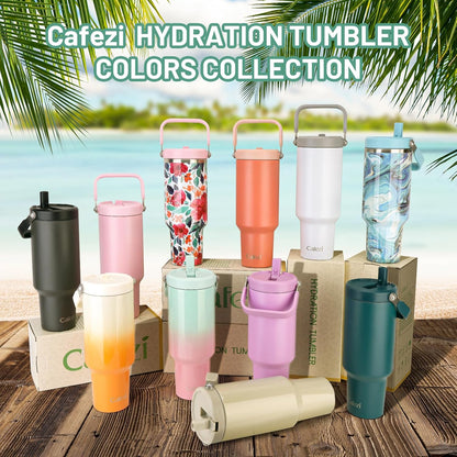 40 oz Insulated Tumbler with Top Handle and Flip Straw, Vacuum Insulated Stainless Steel Cup with Leak-Proof Lid, Sweat-Free, Fits Cup Holder, Keeps Ice Cold up to 30 Hours