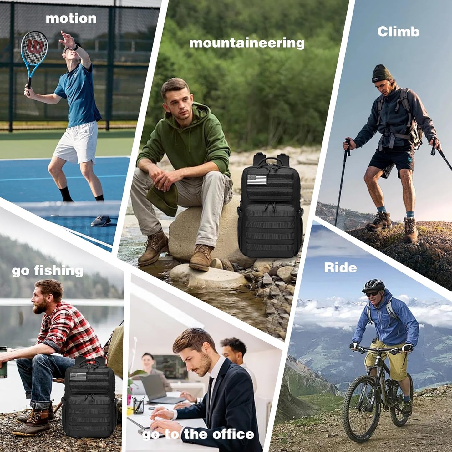 Wotony Military Tactical Backpack for Men Waterproof Daypack 3 Day Assault Pack Molle Bag with Water Bottle Holder