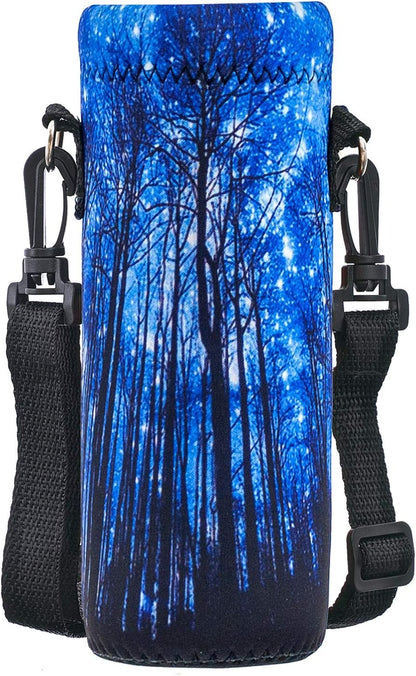Neoprene 500ML/750ML/1000ML Water Bottle Bag Carrier, Portable Insulated Bottle Sling Holder Case Pouch with Adjustable Shoulder Strap for Men Women Walking Hiking Running