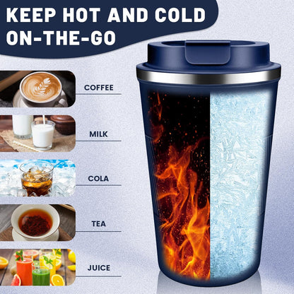 DUBUXW Insulated Coffee Tumblers with Flip Lid 12oz / 17oz, Stainless Steel Travel Coffee Mug Leak Proof, Vacuum Insulated Coffee Mug Reusable Cup, Keeps Cold and Hot for Coffee Tea