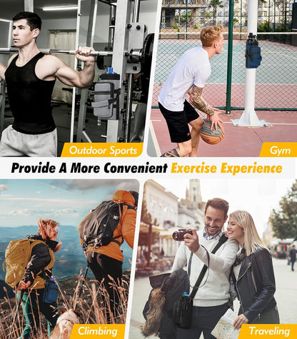 Nuovoware Water Bottle Carrier Bag,25oz/40oz/64oz Bottle Pouch Holder,Adjustable Shoulder Hand Strap 2 Pocket Sling Neoprene Sleeve Sports Accessories for Hiking Travelling Camping