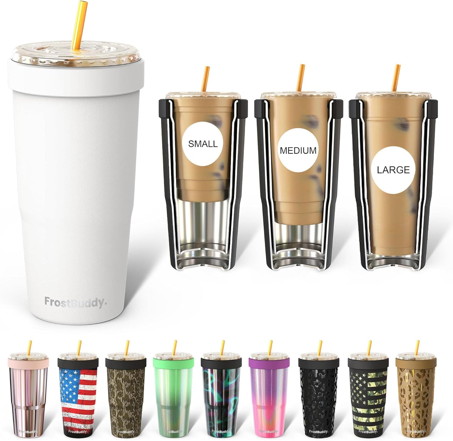 Frost Buddy Togo Buddy | 30 oz Stainless Steel Vacuum Insulated Tumbler | To Go Coffee Cup – Iced Coffee Cups, Iced Coffee Sleeve, Travel Mug, Thermal Cup for Hot & Cold Drinks, Dunkin Cup (Pencil) - Colors A