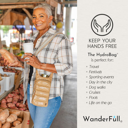 WanderFull Original HydroBag Fits Up to 32 oz Water Bottle Holder with Strap – Hands-Free Crossbody Water Bottle Carrier Bag with Phone Pocket - Colors A