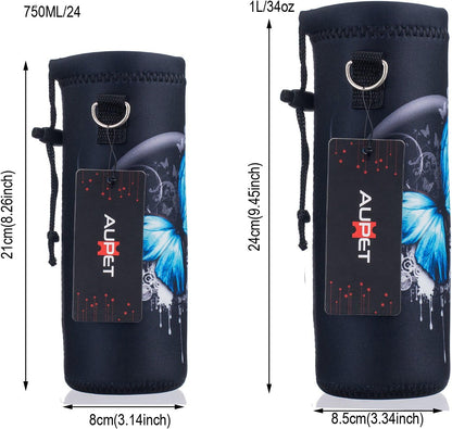 AUPET Water Bottle Bag Carrier,24oz/32oz Insulated Neoprene bottle Sling Holder Case Pouch Cover for 1000ML/750ML Bottles with Shoulder Strap for walking