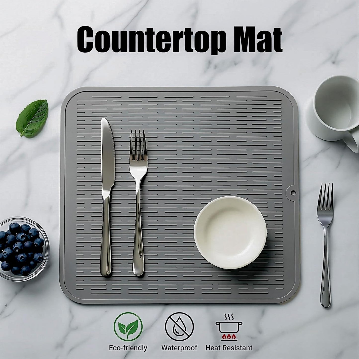 MicoYang Silicone Dish Drying Mat for Multiple Usage,Easy clean,Eco-friendly,Heat-resistant Silicone Mat for Kitchen Counter,Sink,Bar,Bottle,or Cup Green M 17 inches x 6 inches