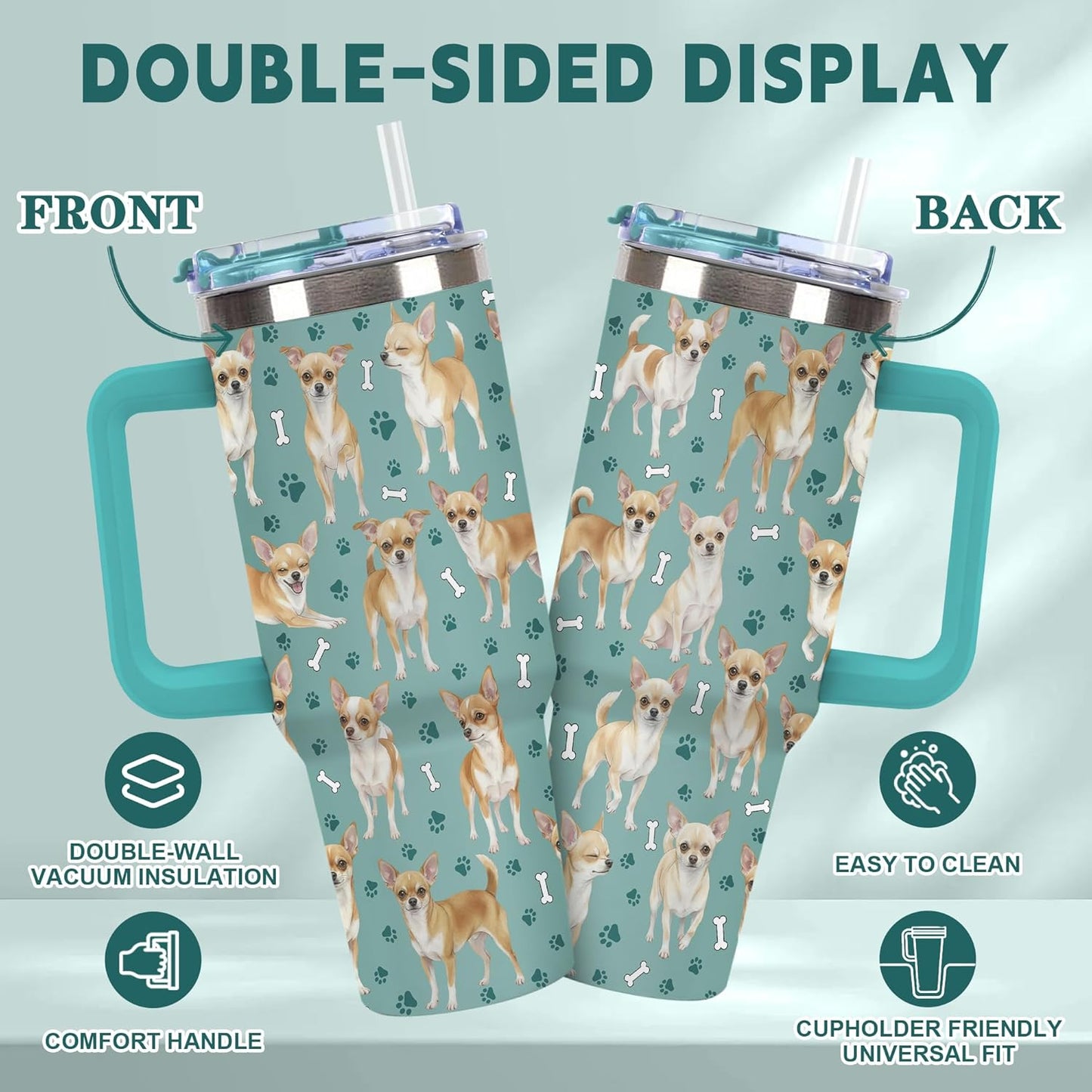 Beagle Gifts for Women Men, 40oz Stainless Steel Insulated Tumbler Travel Cup Mug, Funny and Unique Beagle Gifts for Dog Lover - Colors B