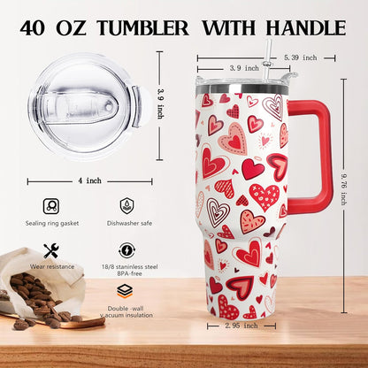 Ceovfoi 40 oz Pickleball Coffee Mug Vacuum Insulated Travel Tumbler with Handle, Lid & Straw - Perfect Pickleball Gifts for Players, Coaches, Lovers | Pickleball Accessories