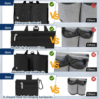 Luggage Cup Holder for Suitcases, Portable Foldable Travel Cup Holder with Handle and Hook, Luggage Drink Holder for Two Coffee Cups,Gift for Flight Attendants