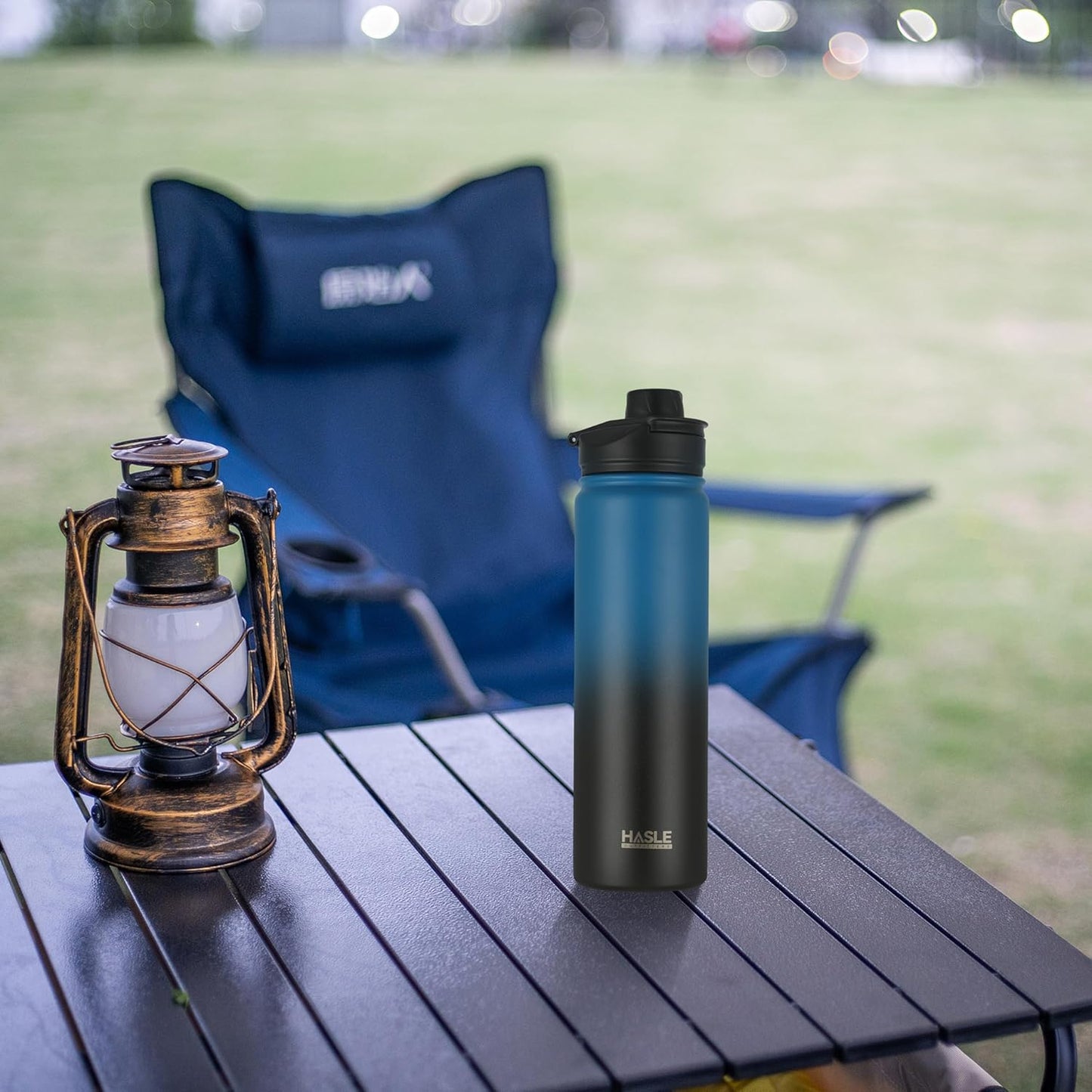 HASLE OUTFITTERS 32 oz Insulated Water Bottle Stainless Steel Double Walled Vacuum Sports Water Bottle with 2 Lids (Straw and Spout Lid) for Gym Camping Hiking(Black,1)