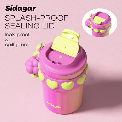 SDGA+ 12 oz Travel Coffee Mug Spill Proof Leak Proof, Stainless Steel Thermal Coffee Cup with Lid, Resuable Cup for Hot and Cold, Portable Tumbler for Women, Light Pink
