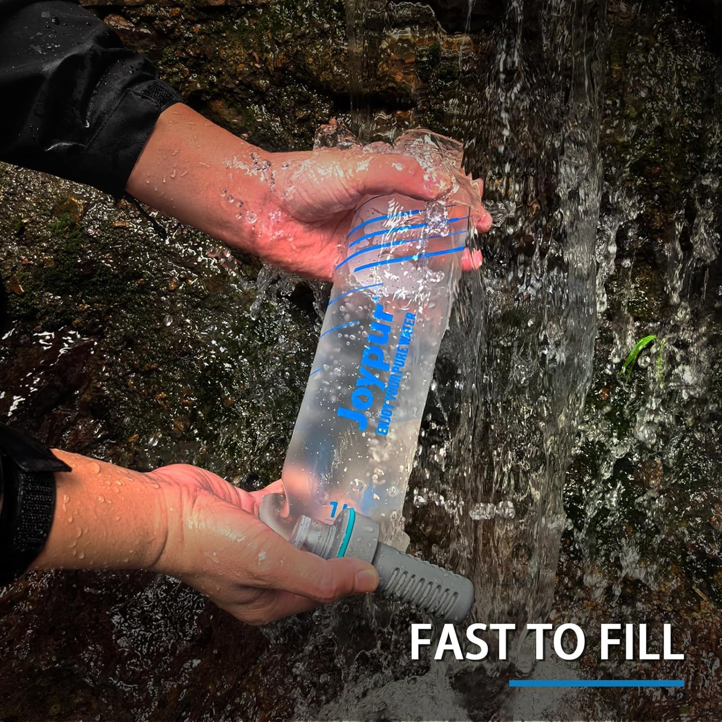 Water Filter Survival - Collapsible Water Bottle with Filter 0.01 Micron Squeeze Filtered Water Bottle 22oz for Hiking Backpacking Camping BPA-Free(White 650ml)
