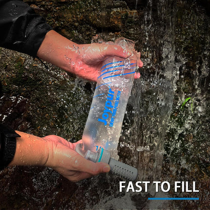 Water Filter Survival - Collapsible Water Bottle with Filter 0.01 Micron Squeeze Filtered Water Bottle 22oz for Hiking Backpacking Camping BPA-Free(White 650ml)