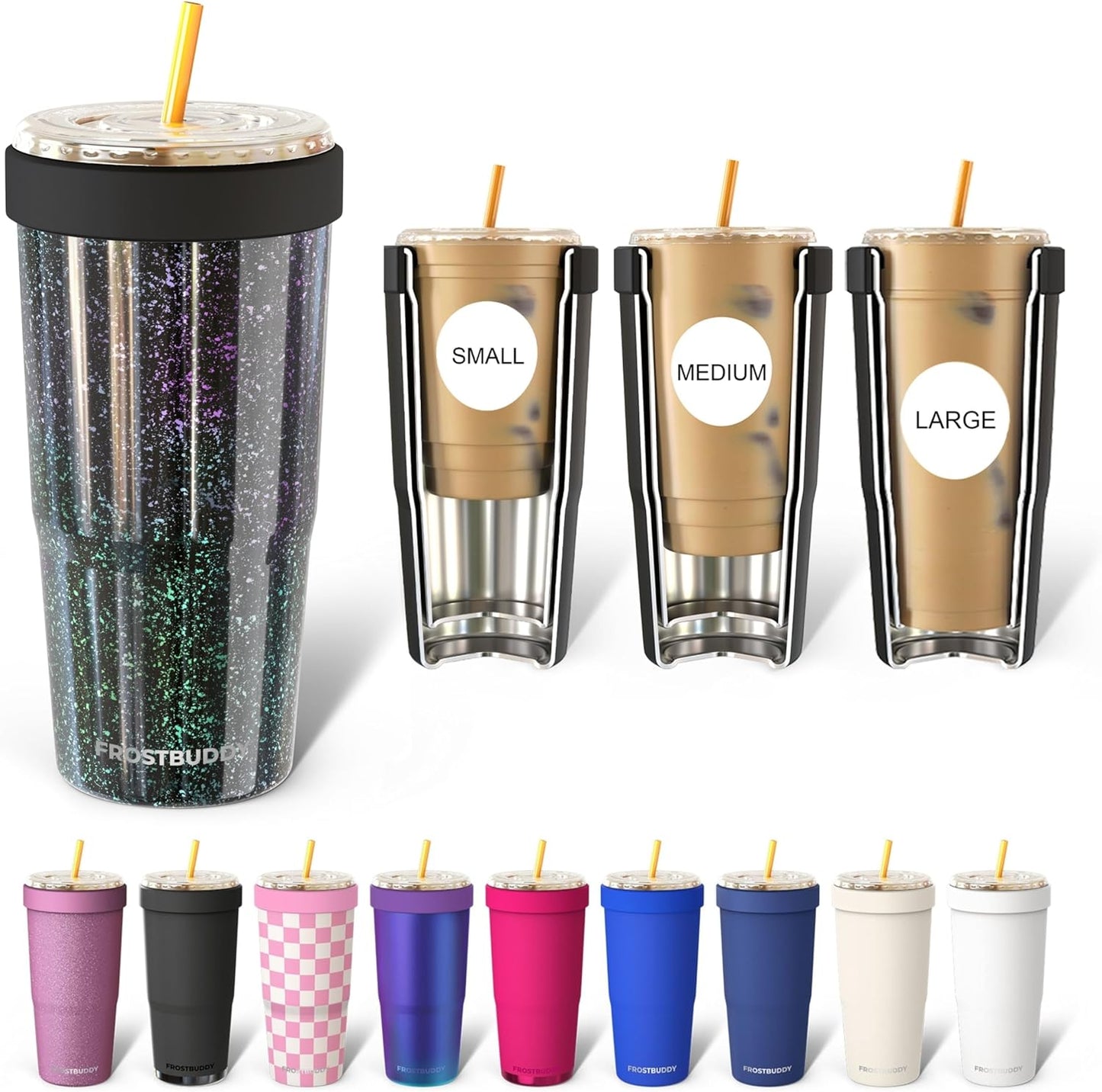 Frost Buddy Togo Buddy | 30 oz Stainless Steel Vacuum Insulated Tumbler | To Go Coffee Cup – Iced Coffee Cups, Iced Coffee Sleeve, Travel Mug, Thermal Cup for Hot & Cold Drinks, Dunkin Cup (Pencil) - Colors B
