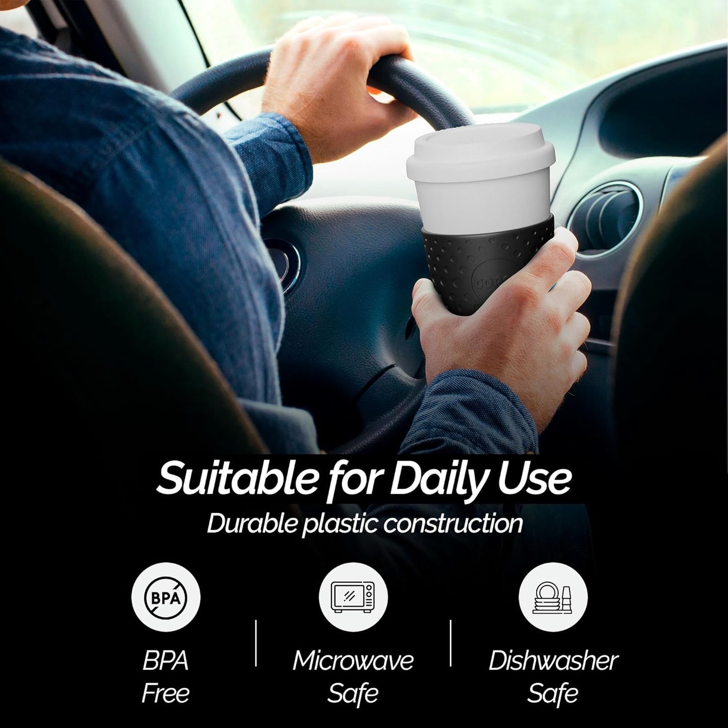 Copco Acadia 16 oz Travel Mug - Insulated Reusable Coffee Tumbler with Double-Walled Plastic, Leak-Proof Lid, BPA-Free - Portable Mug for Hot & Cold Drinks, Cup Holder Friendly (Blue)