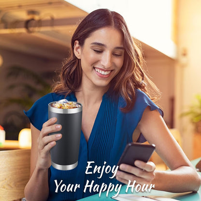 20 oz Tumblers Bulk Stainless Steel Tumbler with Lid Double Wall Vacuum Insulated Coffee Mug 20oz Powder Coated Cup for Hot and Cold Drinks, Stainless, 6 pack