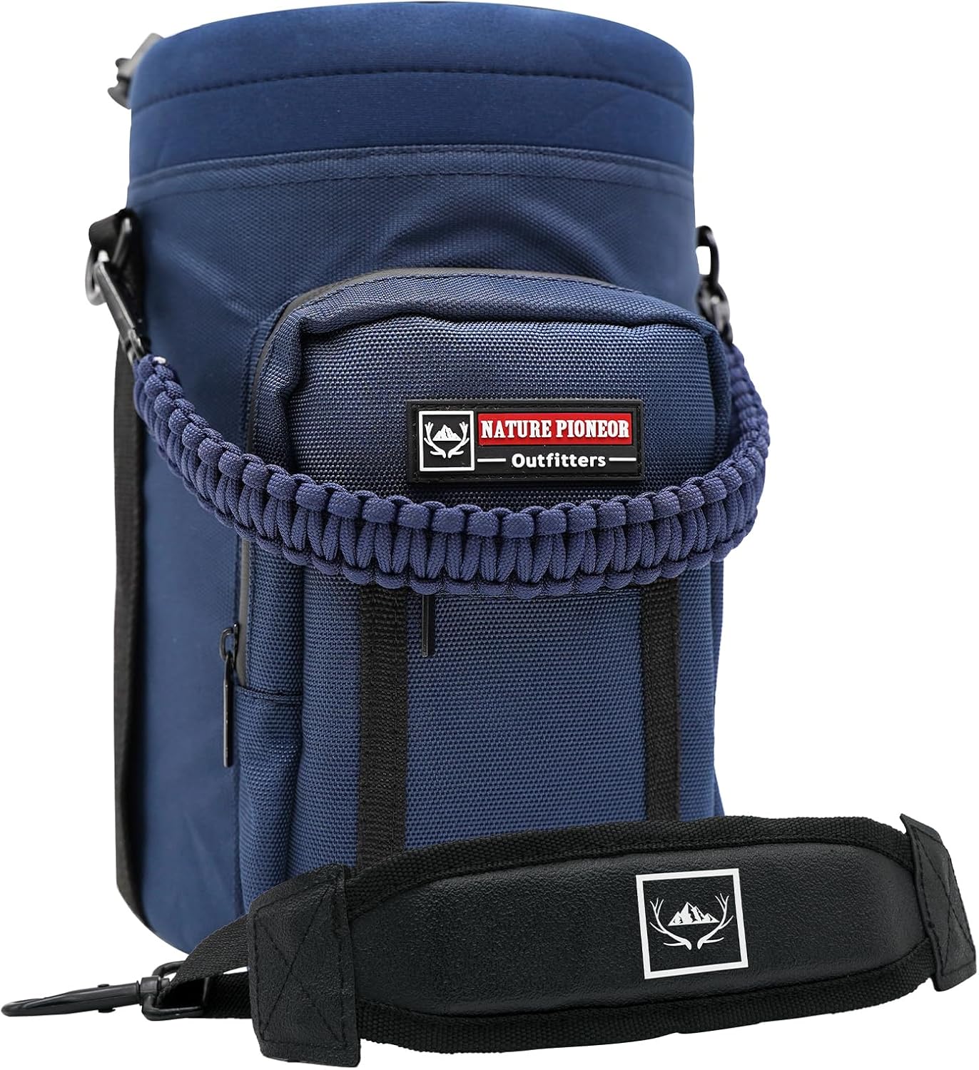 NATURE PIONEOR Water Bottle Holder with Adjustable Strap - Half/One Gallon (64/128oz) Insulated Water Bottle Sling Carrier with Phone Pocket & Paracord Handle, Outdoor Camping, Hiking, Gym