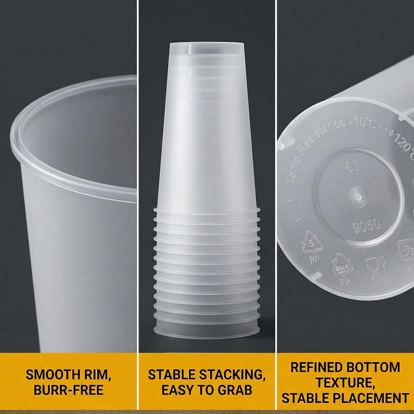 100 Sets Bulk Frosted Disposable Hard Plastic Cups With Straws Lids,90mm Disposable Bubble Boba Milk Tea ToGo Cups Cold Hot Plastic coffee Boba Tea Business TakeAway Supplies (16, ounces)