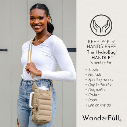 WanderFull Original HydroBag Handle® Zipper Slot for Handle, Hands-Free Crossbody Water Bottle Holder & Tumbler Accessories