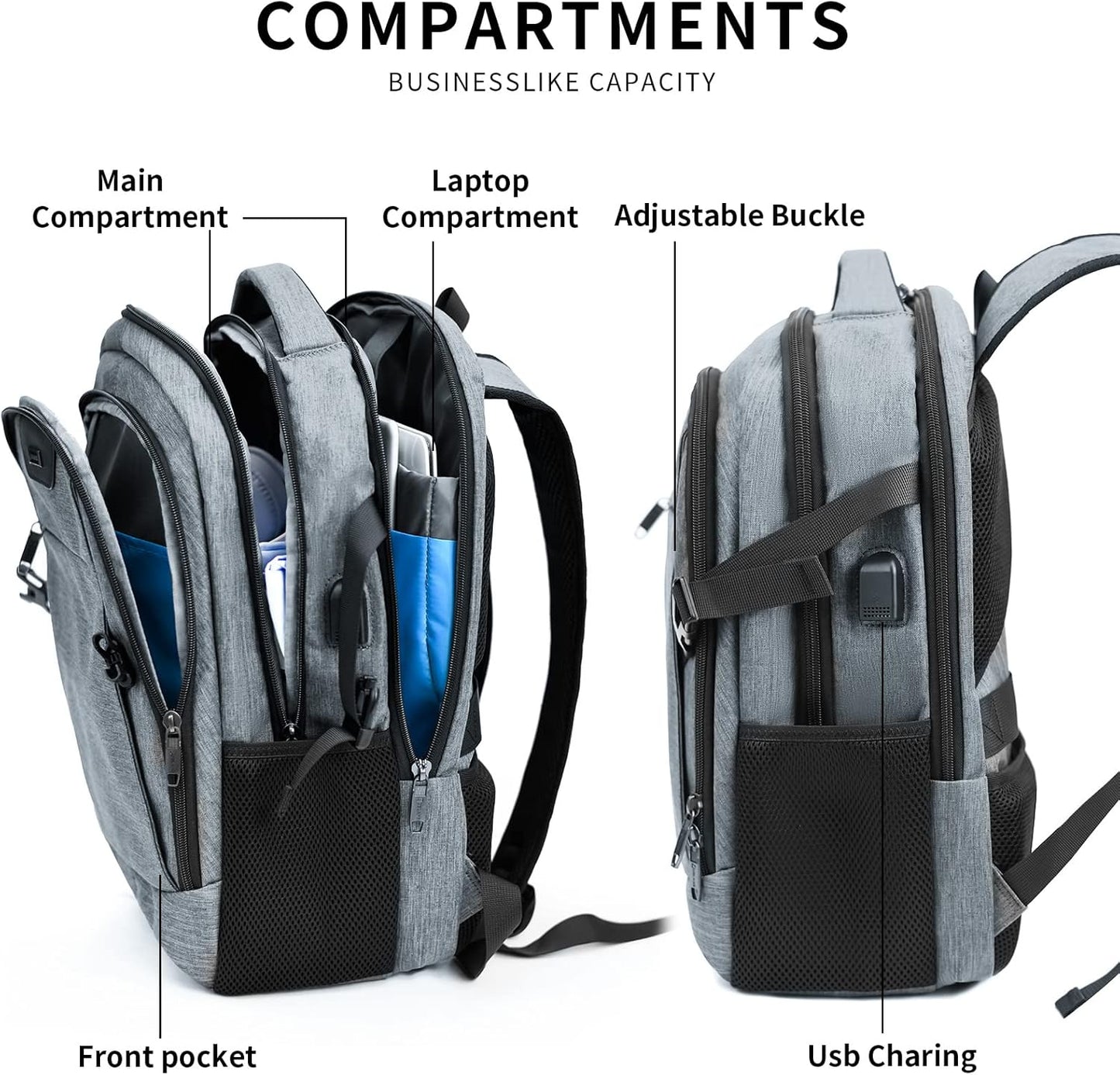 DUSLANG 17 Inch Laptop Backpack for Travel Water Resistant College Backpack for Men/Women Laptop Bag with USB Charging Port,Black - Colors A