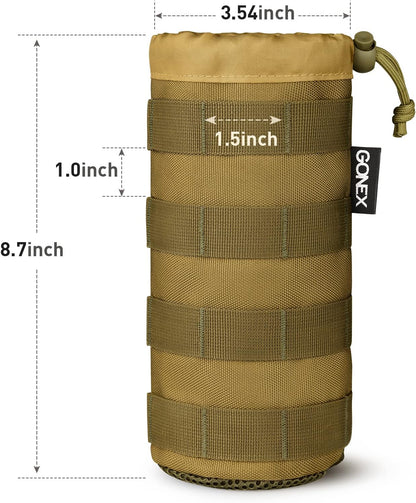 Gonex Tactical MOLLE Water Bottle Pouch, Drawstring Open Top & Mesh Bottom Travel Water Bottle Bag Hydration Carrier