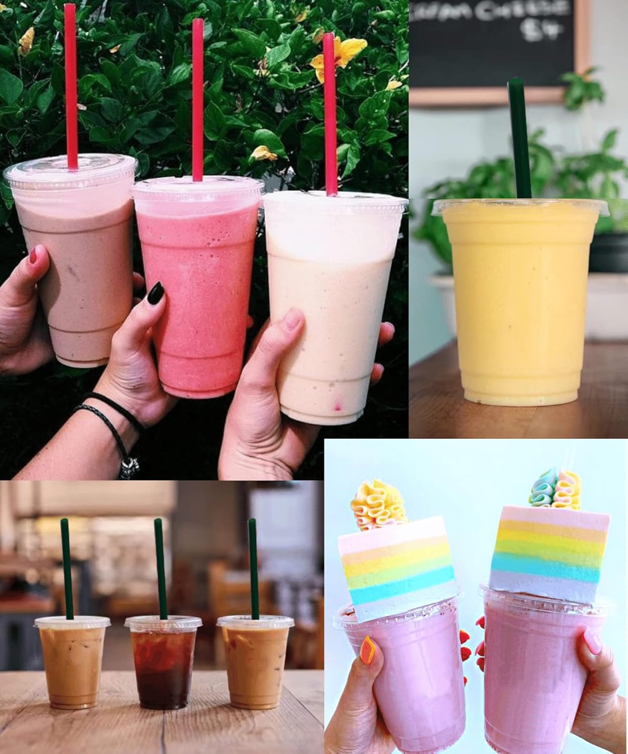 Cappatua 20 oz Clear Plastic Cups with Lids and STRAWS, Disposable Drinking Cups for Cold Drinks, Iced Coffee, Milkshakes, Smoothies, 25 Sets